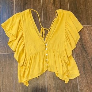 "Mustard Seed" Flowy Yellow Crop Top
